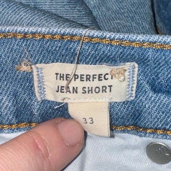 Madewell The Perfect Jean Short Women's Sz 33 Fiore Wash Blue Raw Hem Distressed - Picture 6 of 7